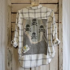 MoonShine Hippie Original Upcycled flannel Skulls
